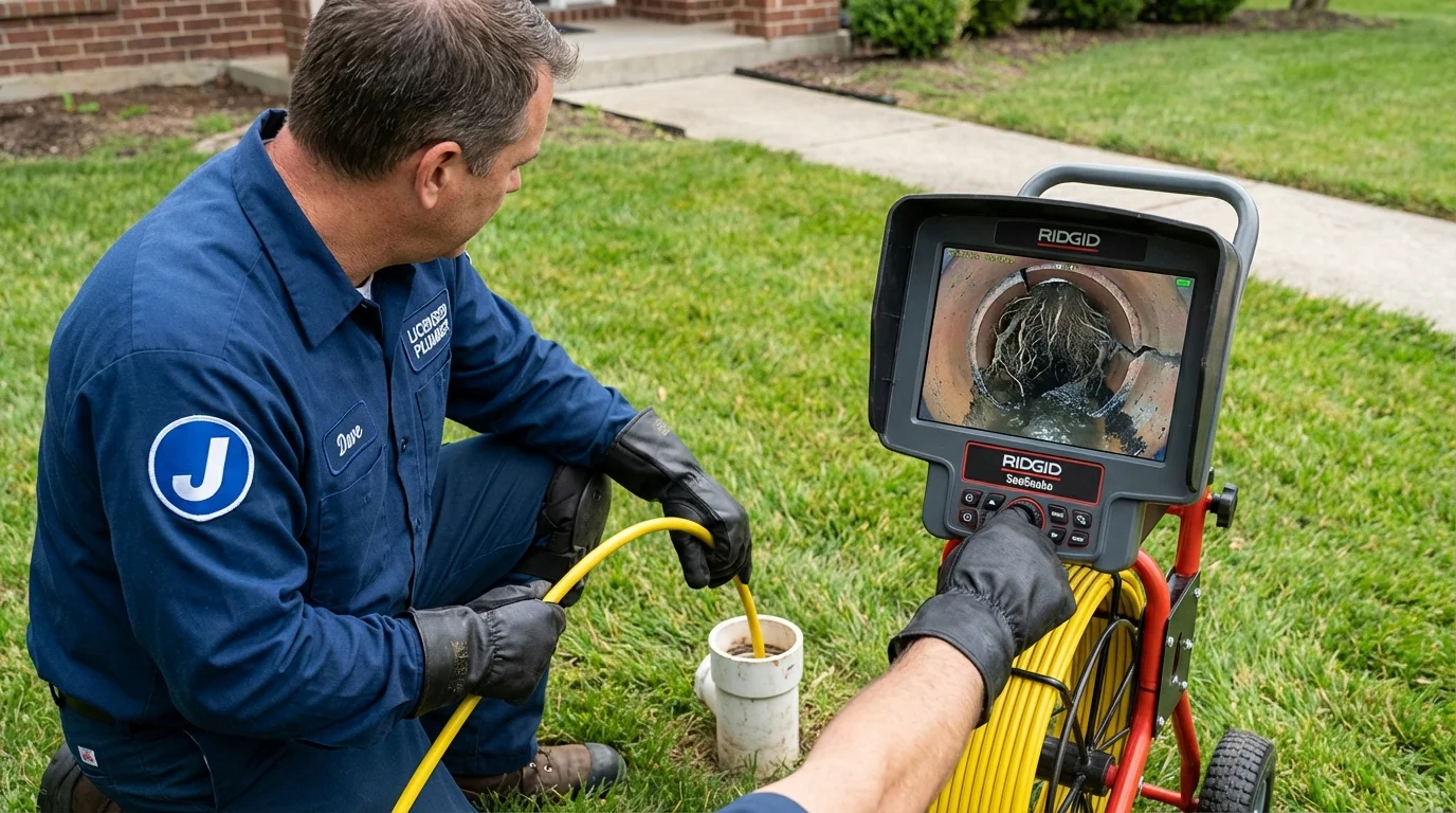 Sewer camera inspection being performed by Johns Plumbing LLC in Milton